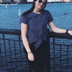 Lush striped tie-front top